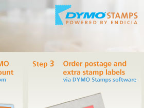 DYMO Stamps logo and site